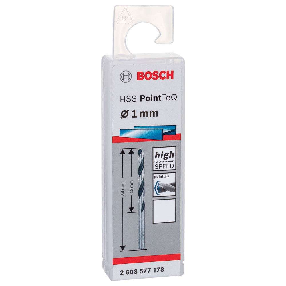 Broca Metal Bosch Aço Rápido HSS-PointTeQ 1,0mm