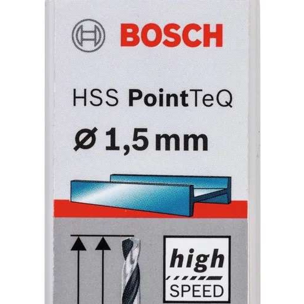 Broca Metal Bosch Aço Rápido HSS-PointTeQ 1,5mm 10 peças