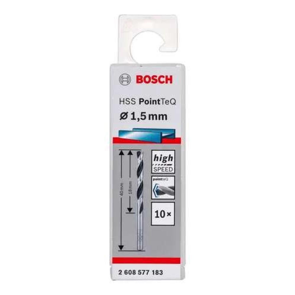Broca Metal Bosch Aço Rápido HSS-PointTeQ 1,5mm 10 peças
