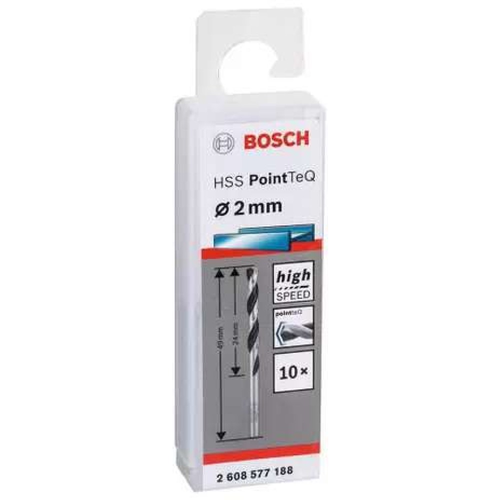 Broca Metal Bosch Aço Rápido HSS-PointTeQ 2,0mm 10 peças