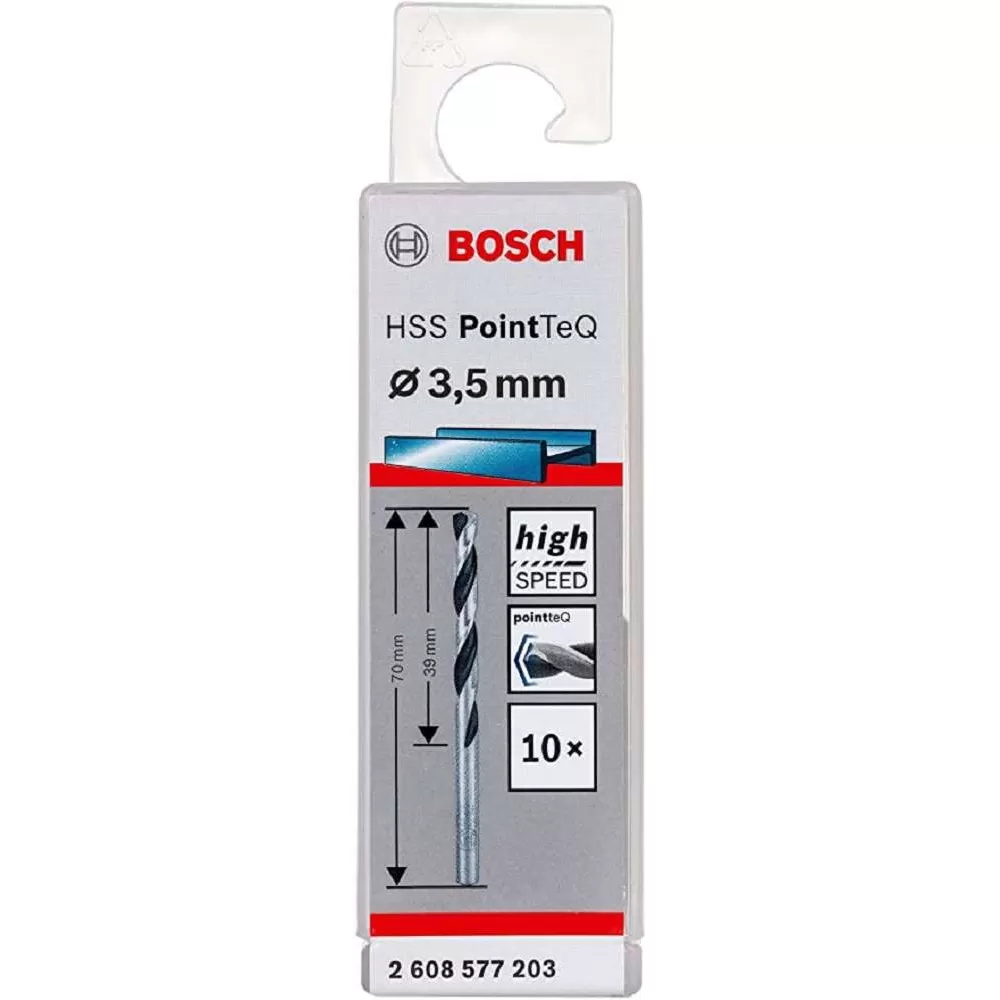 Broca Metal Bosch Aço Rápido HSS-PointTeQ 3,5mm 10 peças