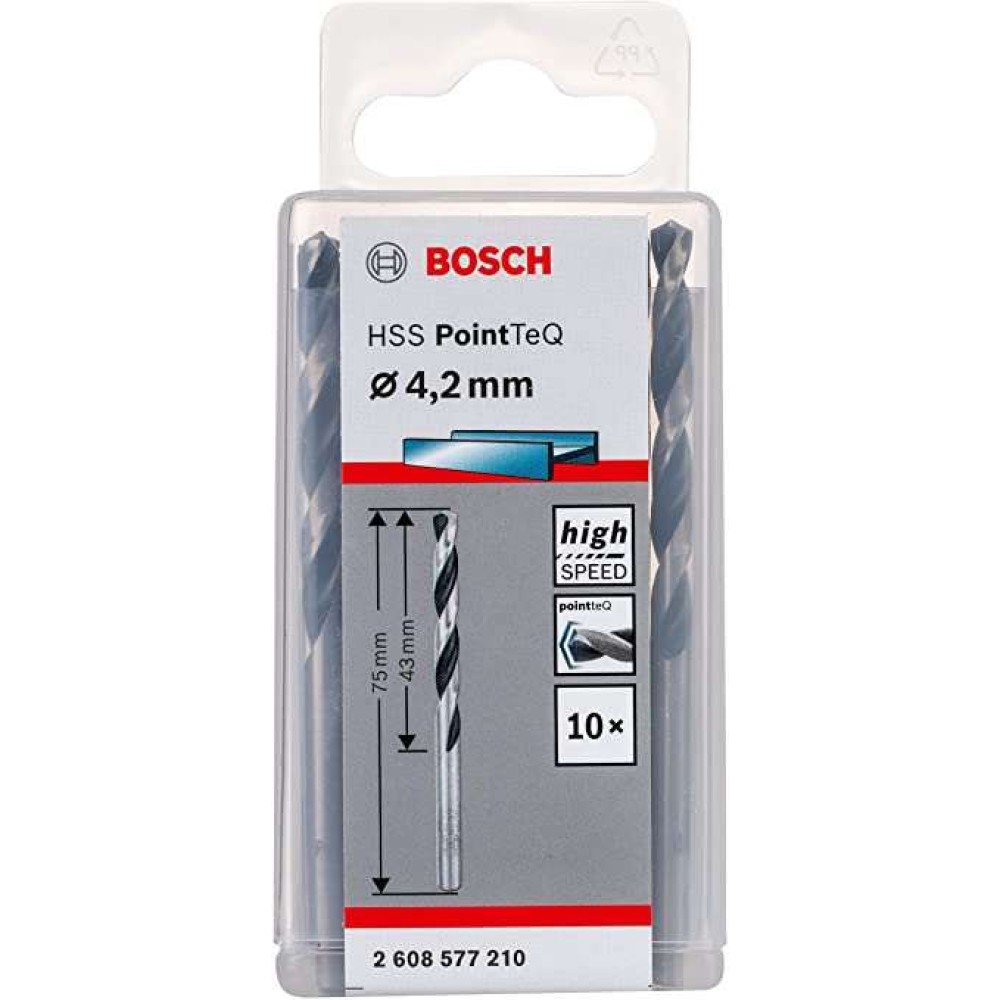 Broca Metal Bosch Aço Rápido HSS-PointTeQ 4,2mm 10 peças