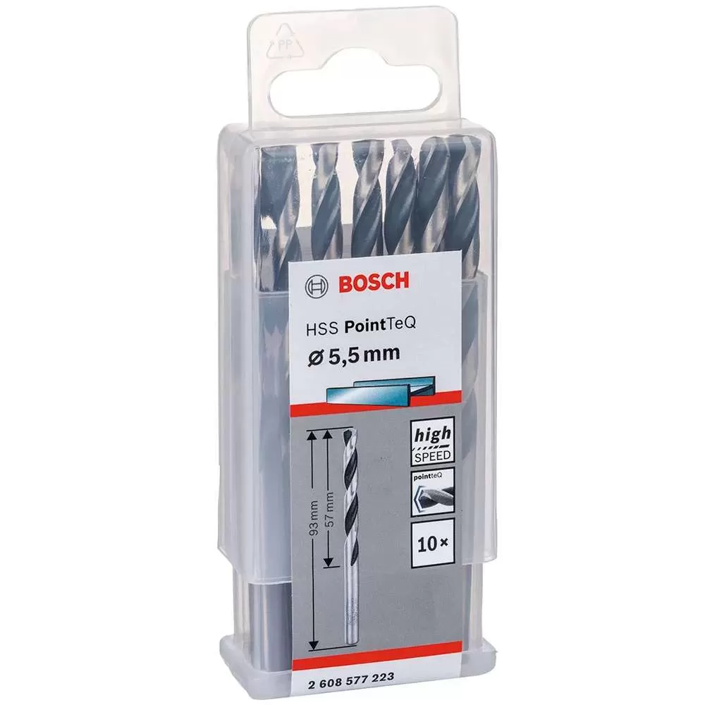 Broca Metal Bosch Aço Rápido HSS-PointTeQ 5,5mm 10 peças