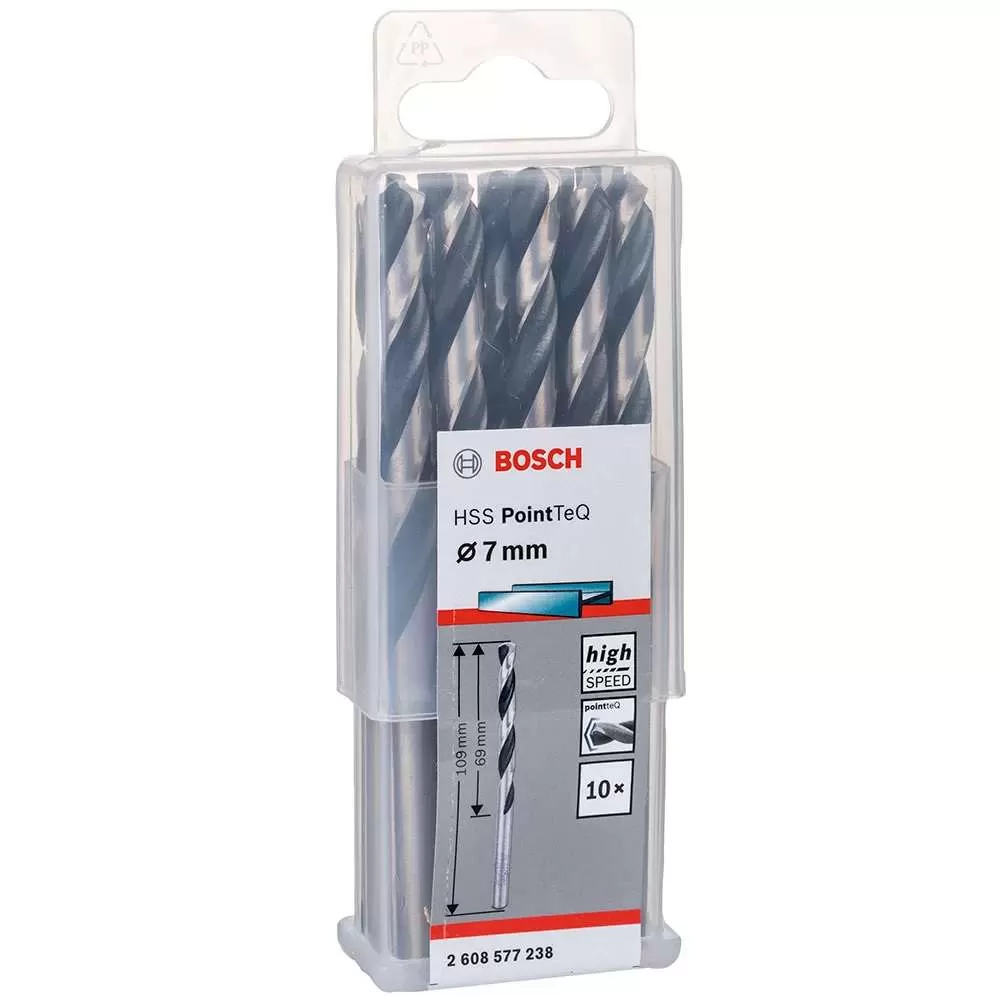 Broca Metal Bosch Aço Rápido HSS-PointTeQ 7,0mm 10 peças