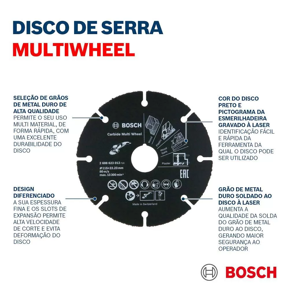 Disco de Corte Bosch Multimaterial para Mini-Esmerilhadeira 76mm