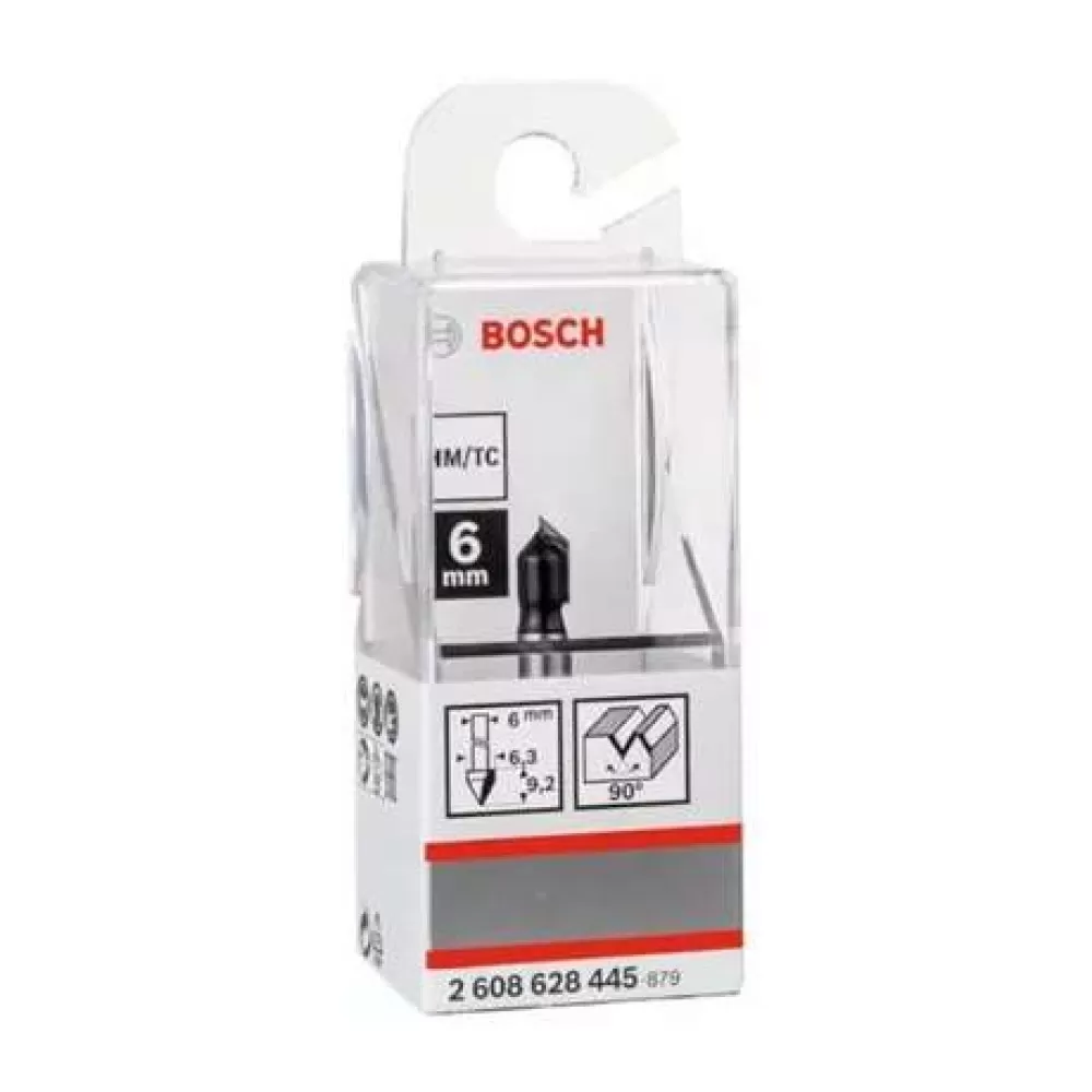 Fresa de ranhurar Bosch Standard de ranhurar em V 6 mm, D1 6,35 mm, L 16 mm, G 48 mm, 90°