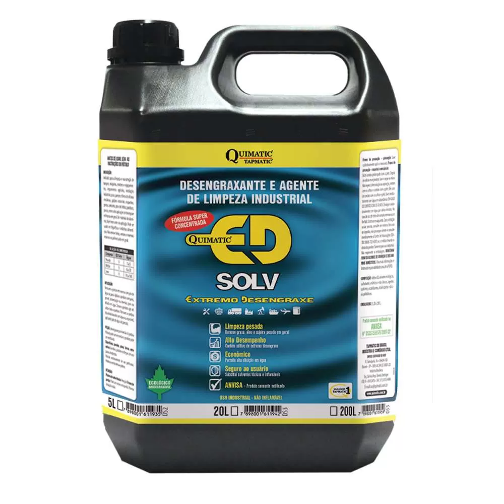 QUIMATIC ED SOLV Desengraxante Industrial Biodegradável 5 L Tapmatic