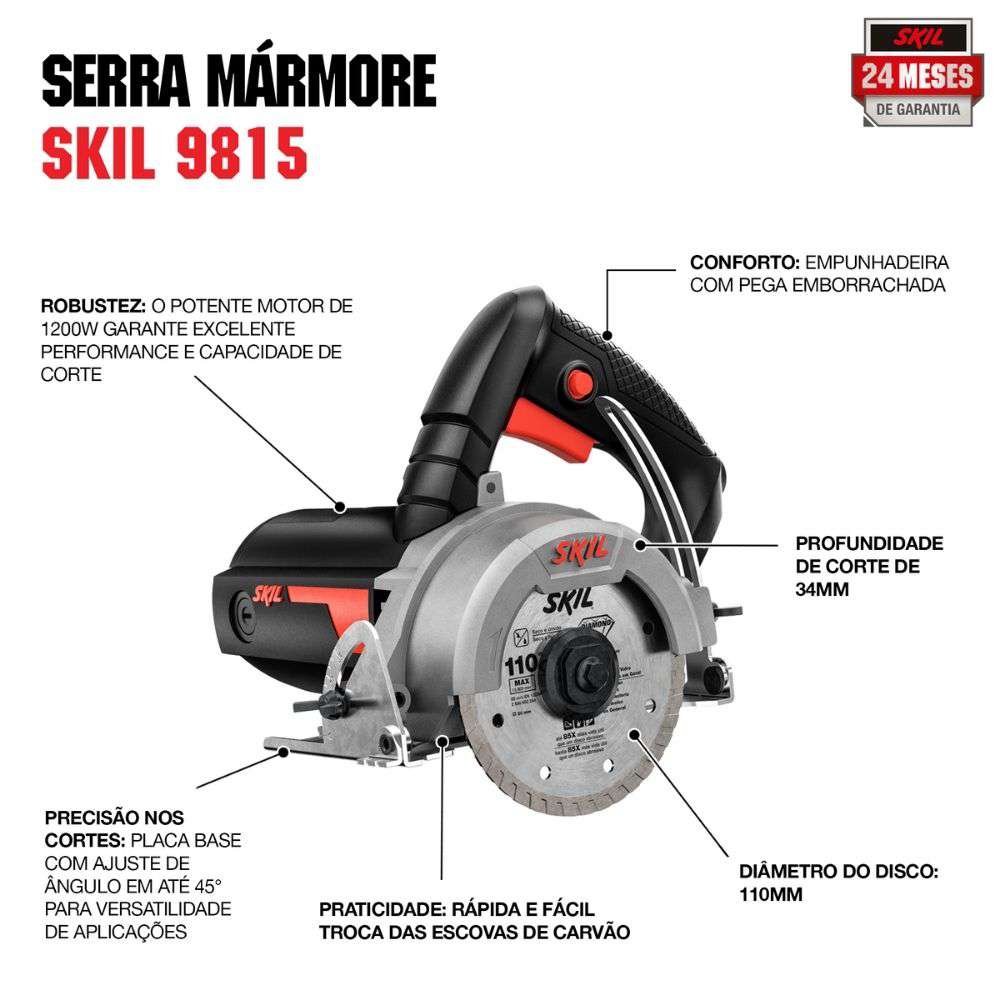 Serra Mármore Skil 9815 1200W 220V, com 2 chaves