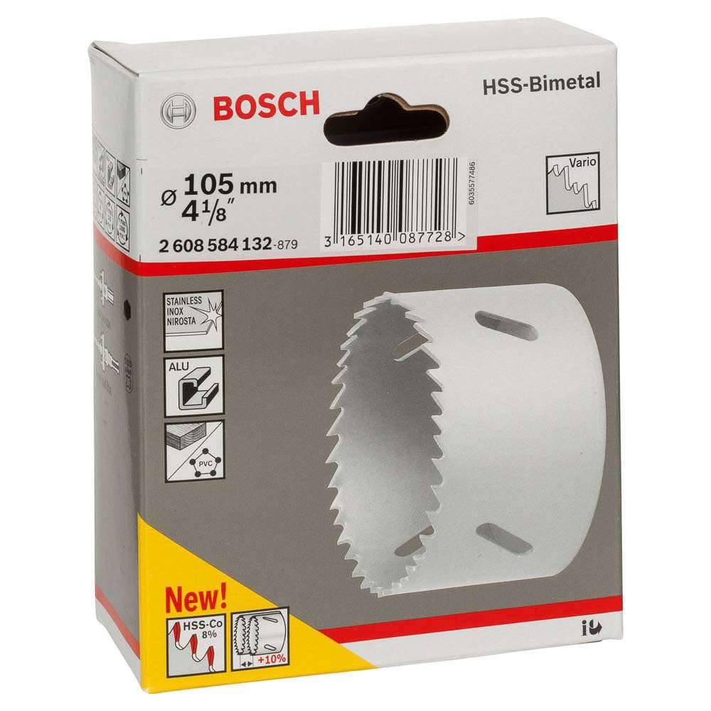 Serra copo Bosch bimetálica HSS com adição de cobalto para adaptador standard 105 mm, 4.1/8